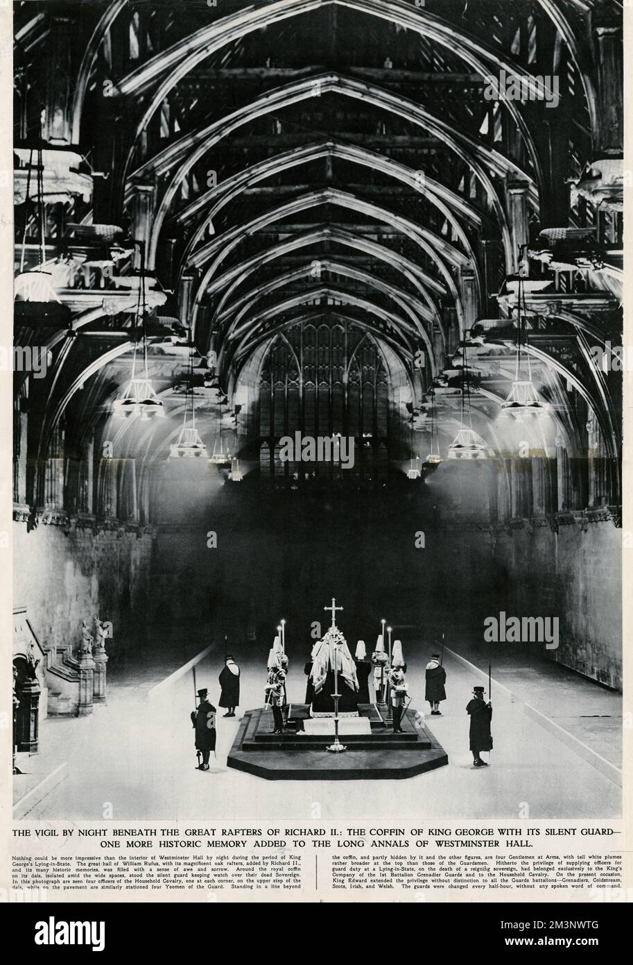 Re George che giace nello stato di Westminster Hall Foto Stock