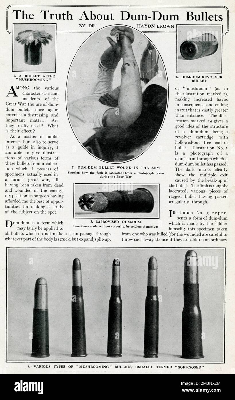 Proiettili Dum-dum utilizzati durante la prima guerra mondiale Foto Stock