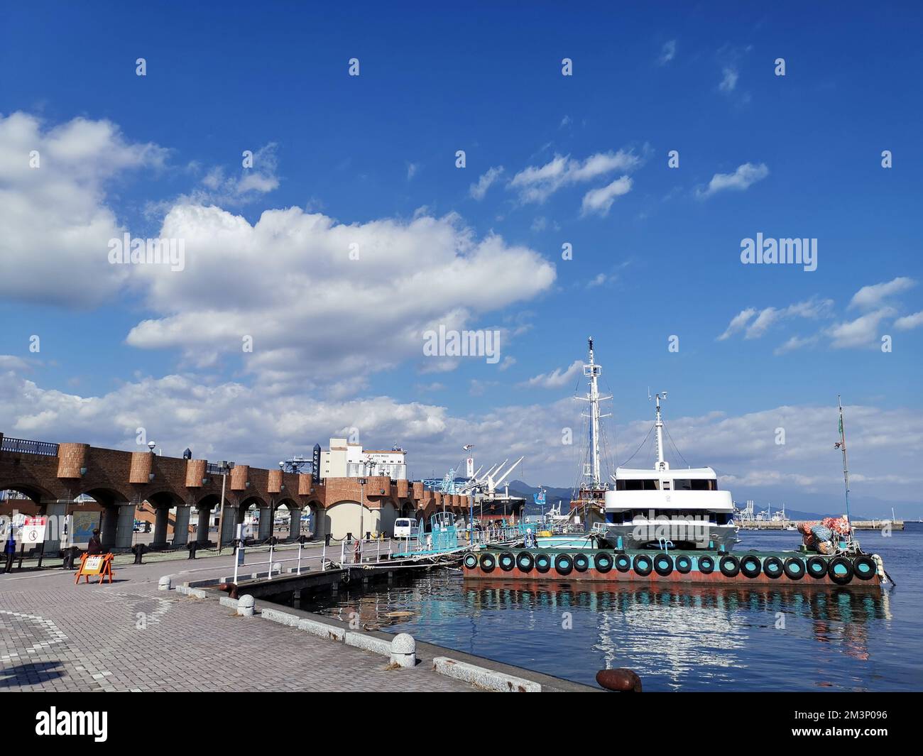 Un paesaggio del porto di Tsugawa Shimizu nella città di Shimizu, Giappone Foto Stock