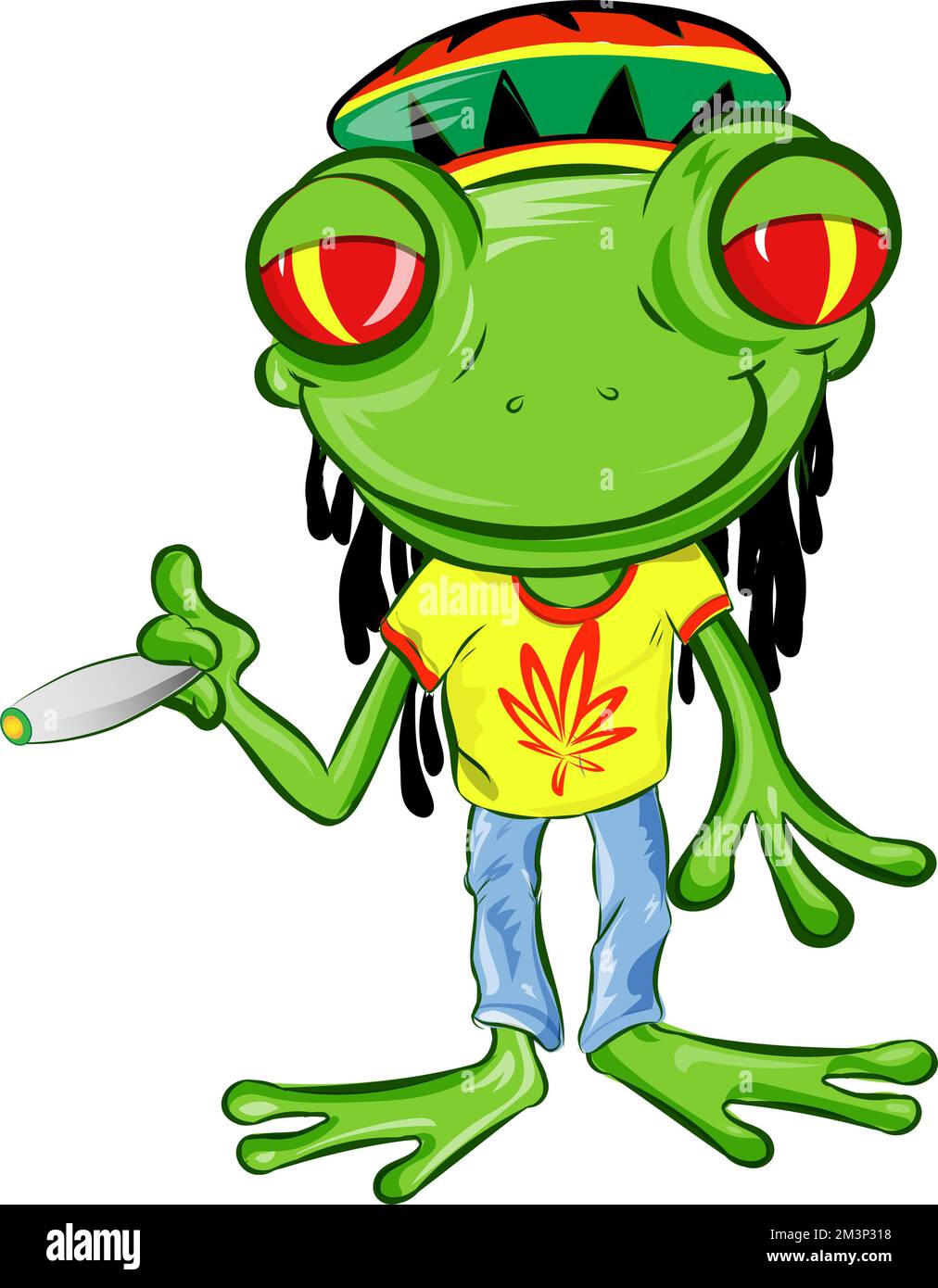 Cartoon personaggio di rana giamaicana. isolato su bianco Illustrazione Vettoriale