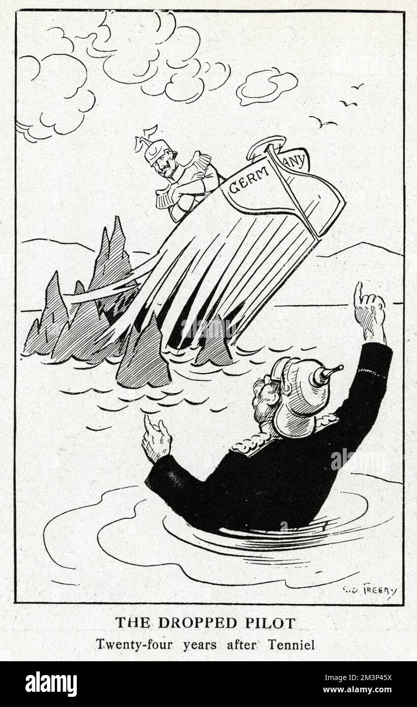 Cartoon, The Dropped Pilot, WW1 Foto Stock