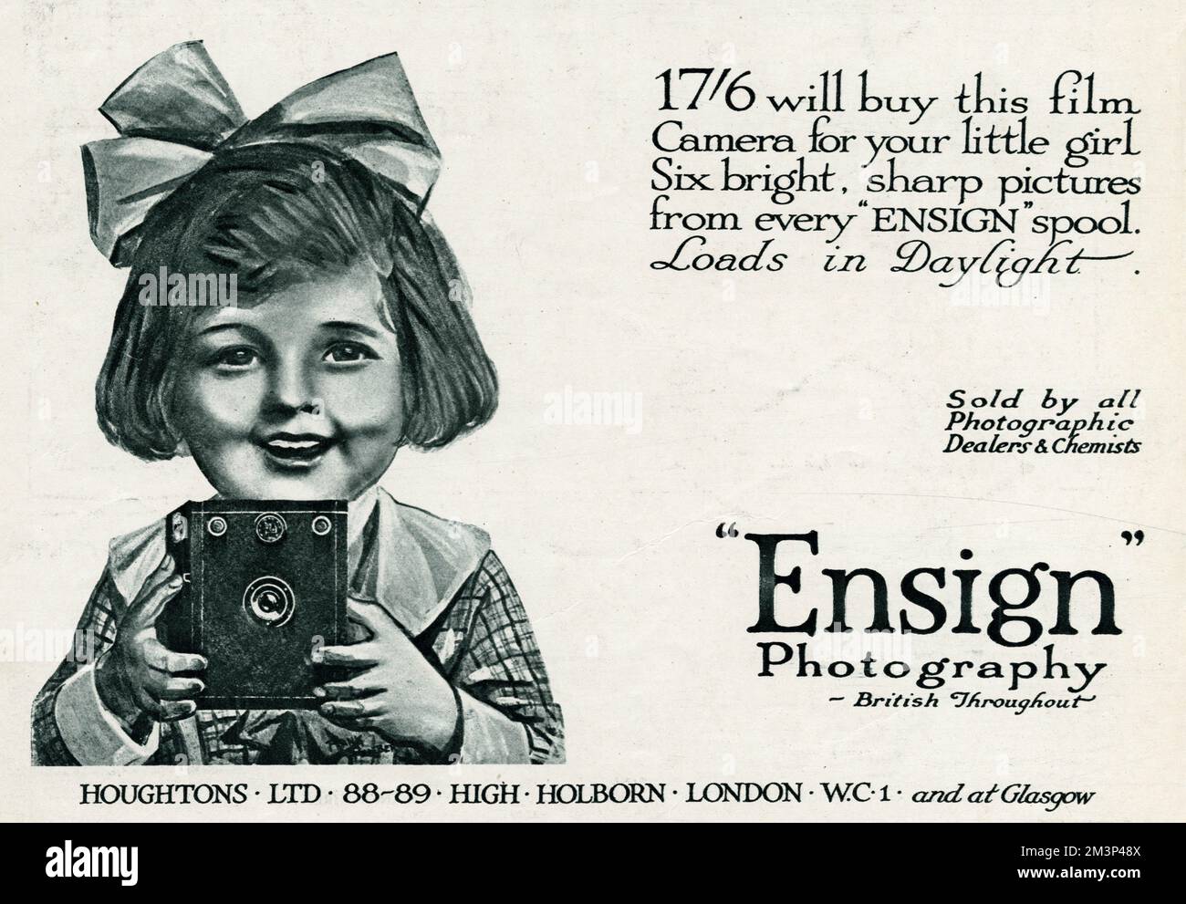 $17/6 willbuy questa macchina fotografica di film per la vostra bambina sei immagini luminose e sharpe da ogni bobina di Ensign. Carichi alla luce del giorno. 1919 Foto Stock