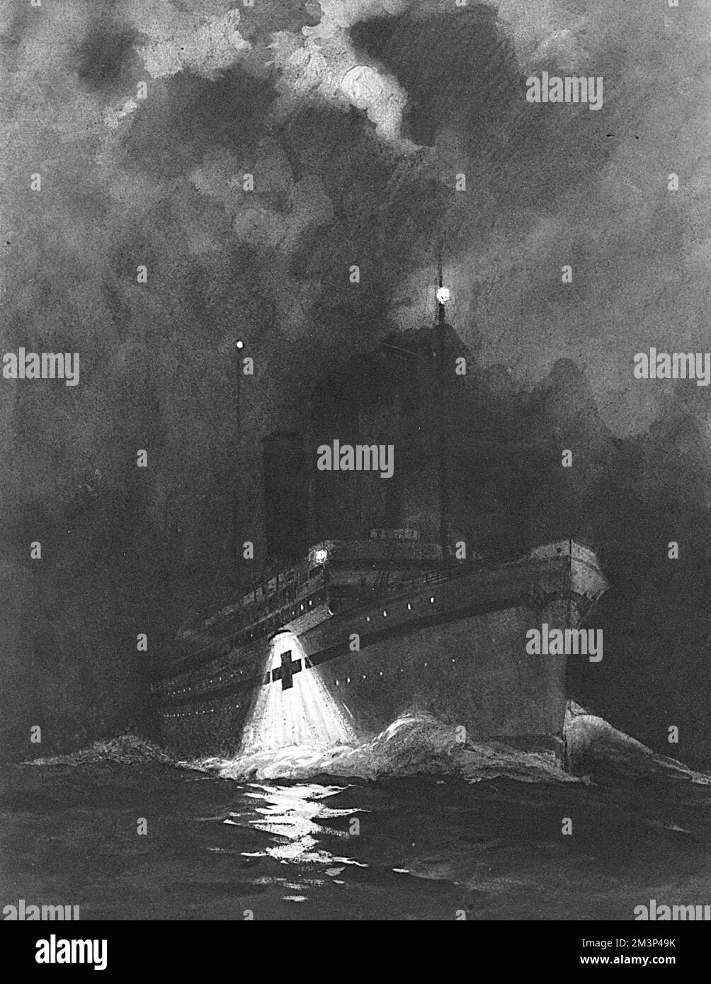 Nave ospedale britannica di notte Foto Stock