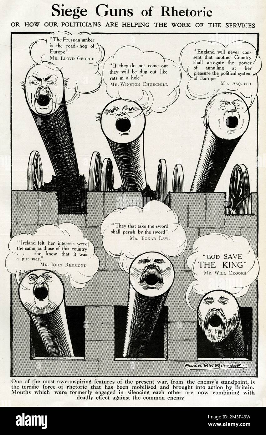 Cartoon, Siege Guns of Rhetoric, WW1 Foto Stock