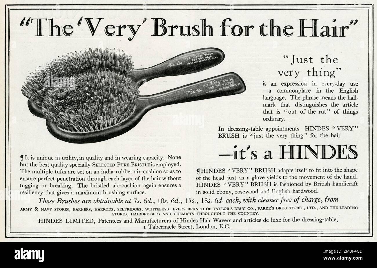 "La spazzola per i capelli". Proprio la cosa è un'espressione nell'uso quotidiano di un luogo comune nella lingua inglese. La frase significa il marchio di sala che distingue l'artico che è "fuori dal solco" delle cose ordinarie. 1923 Foto Stock