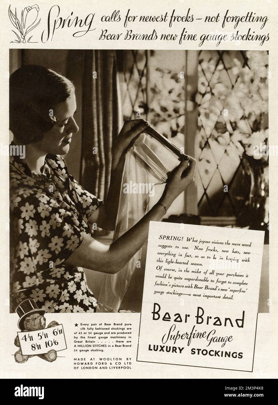 Pubblicità per calze di Bear Brand 1935 Foto Stock