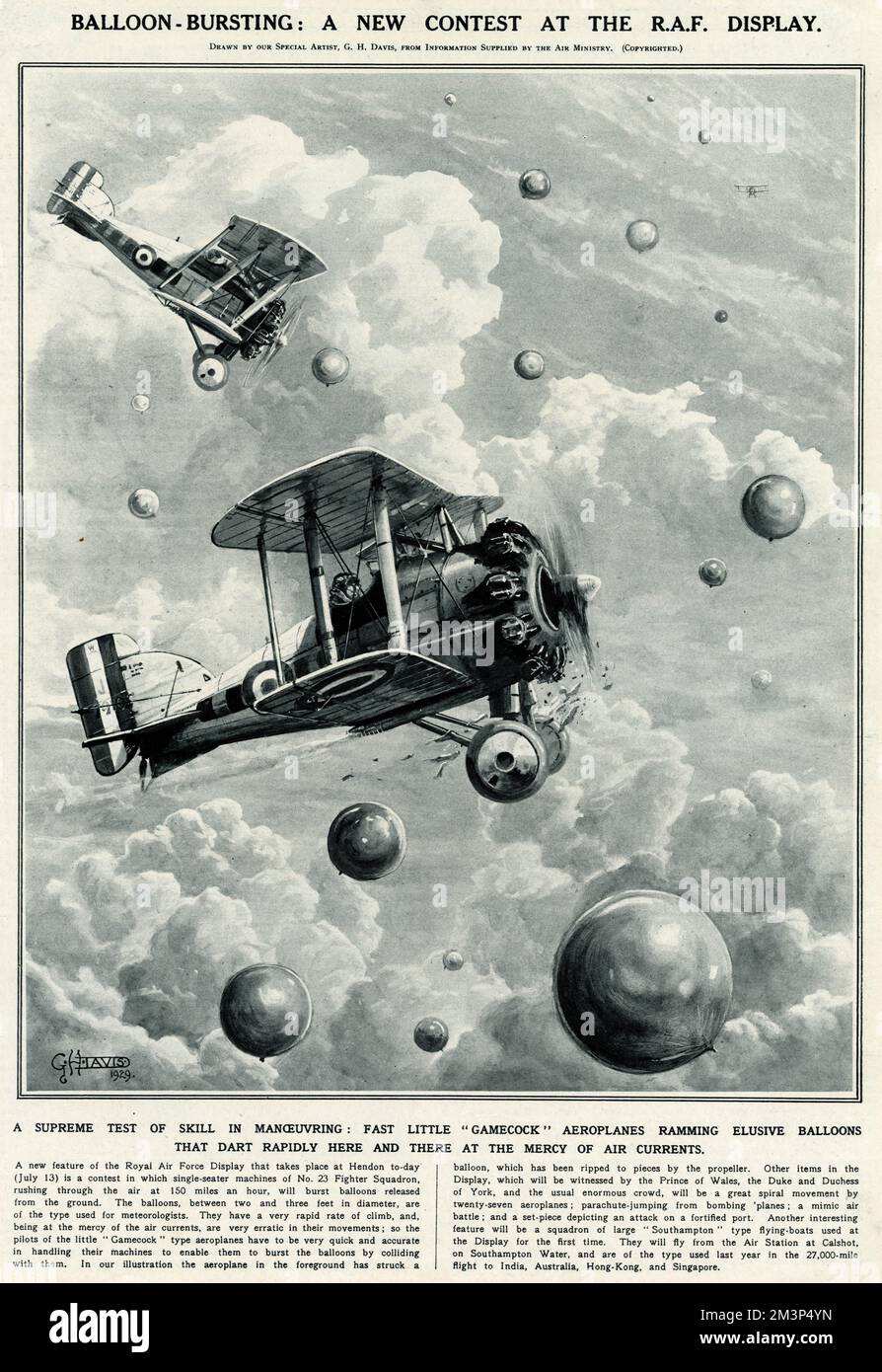 Balloon Bursting: Un nuovo concorso al RAF display. Una prova suprema di abilità nel manovrare: Veloci aerei poco 'gamecock' che si dilagano su mongolfiere sfuggenti che si scatenano rapidamente qua e là in balia delle correnti d'aria. Foto Stock