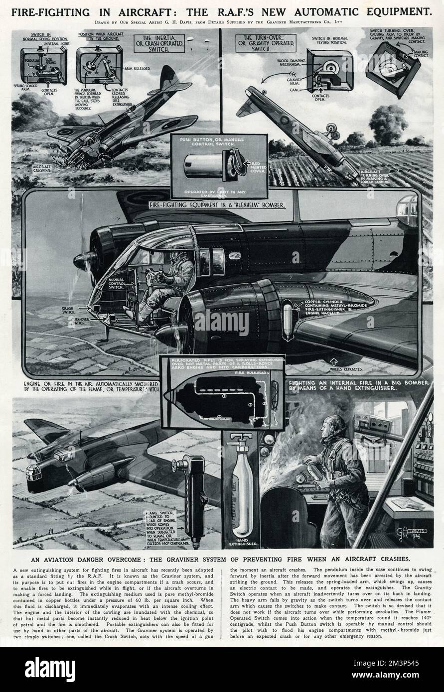 Attrezzature antincendio RAF di G. H. Davis Foto Stock