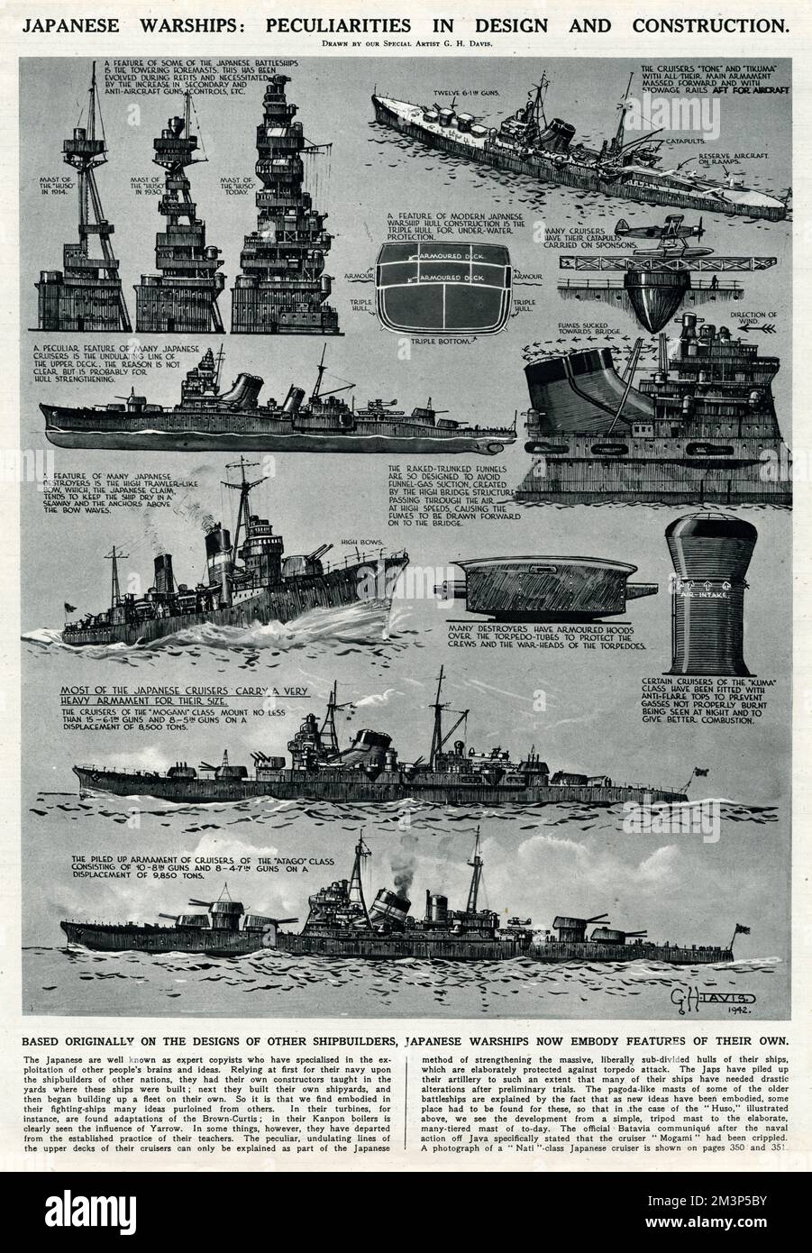 Navi da guerra giapponesi di G. H. Davis Foto Stock