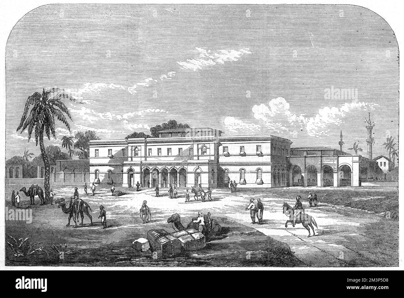 Il capolinea ferroviario egiziano ad Alessandria. 1858 Foto Stock