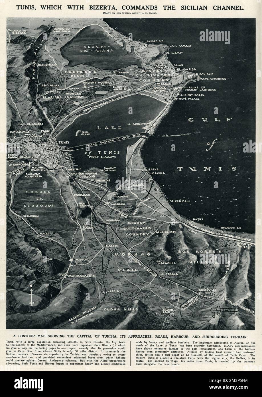 Tunisi al comando del canale siciliano di G. H. Davis Foto Stock