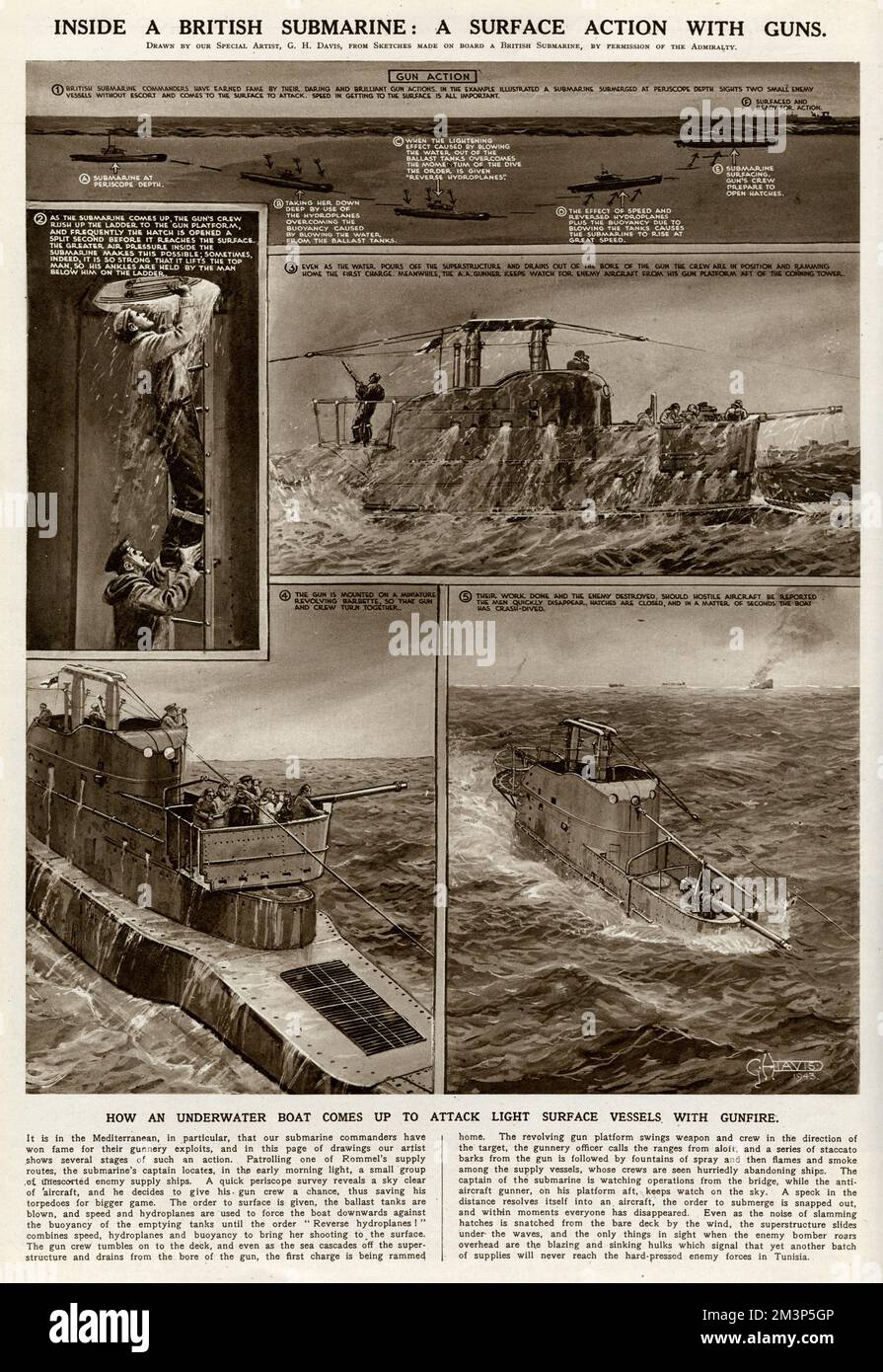 Azione di superficie con pistole di G. H. Davis Foto Stock