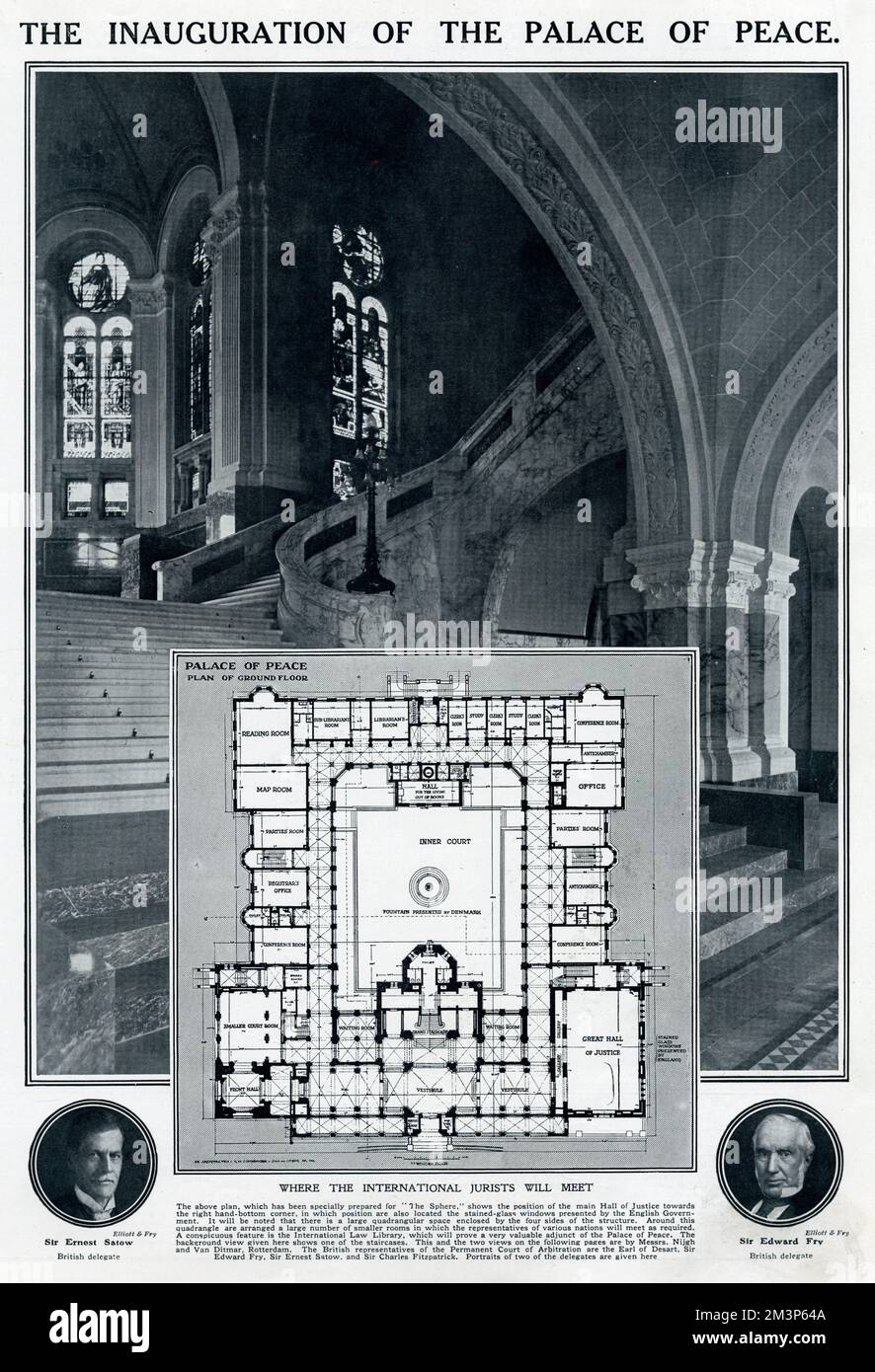 Inaugurazione del Palazzo della Pace, l'Aia Foto Stock