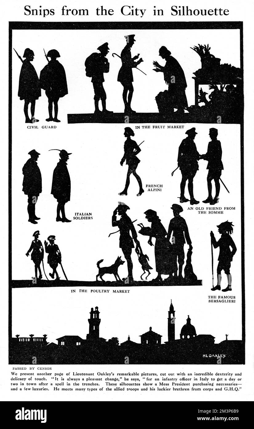 Cesoie dalla città in silhouette di H. L. Oakley Foto Stock