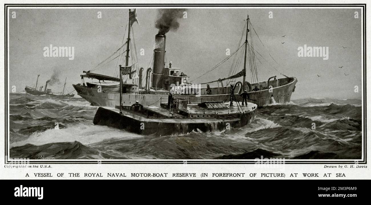 Riserva britannica di barche a motore in mare di G. H. Davis Foto Stock