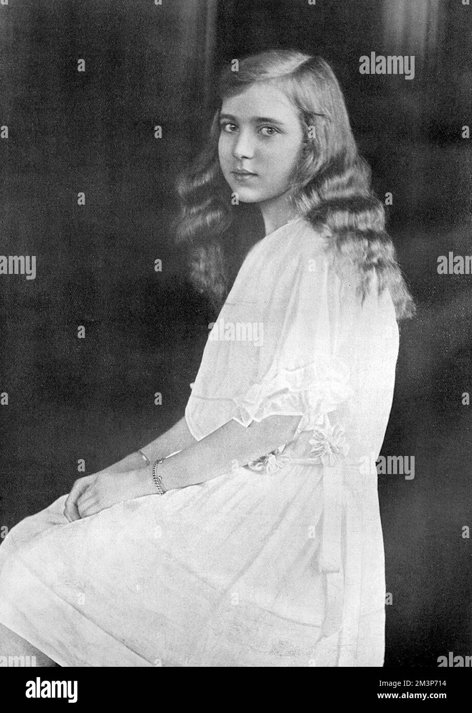 Principessa Ingrid di Svezia (1910-2000), figlia del re Gustav VI Adolf di Svezia, futura moglie del re Frederik IX di Danimarca, nipote del duca di Connaught e di conseguenza grande figlia della regina Vittoria. Nella foto, all'età di 12 anni, quando era in visita in Inghilterra con suo padre. Data: 1922 Foto Stock