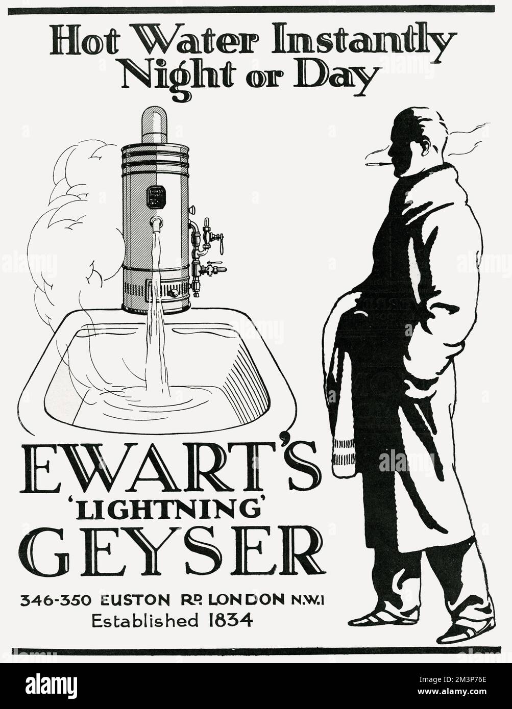Pubblicità per "Lightning" Geyser 1926 di Ewart Foto Stock