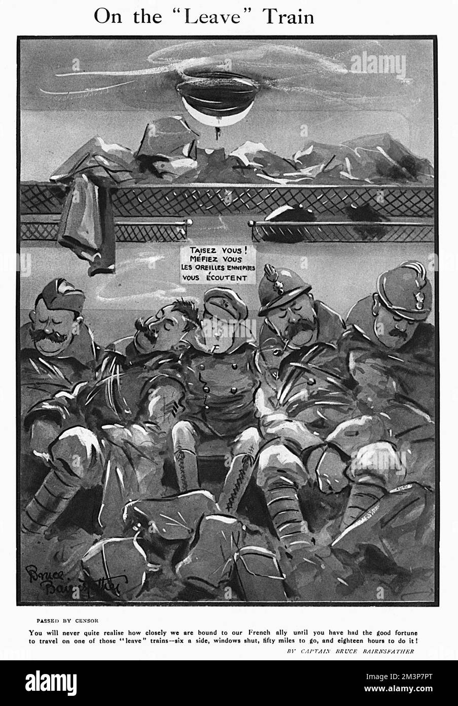 "On the Leave Train" di Bruce Bairnsfather Foto Stock