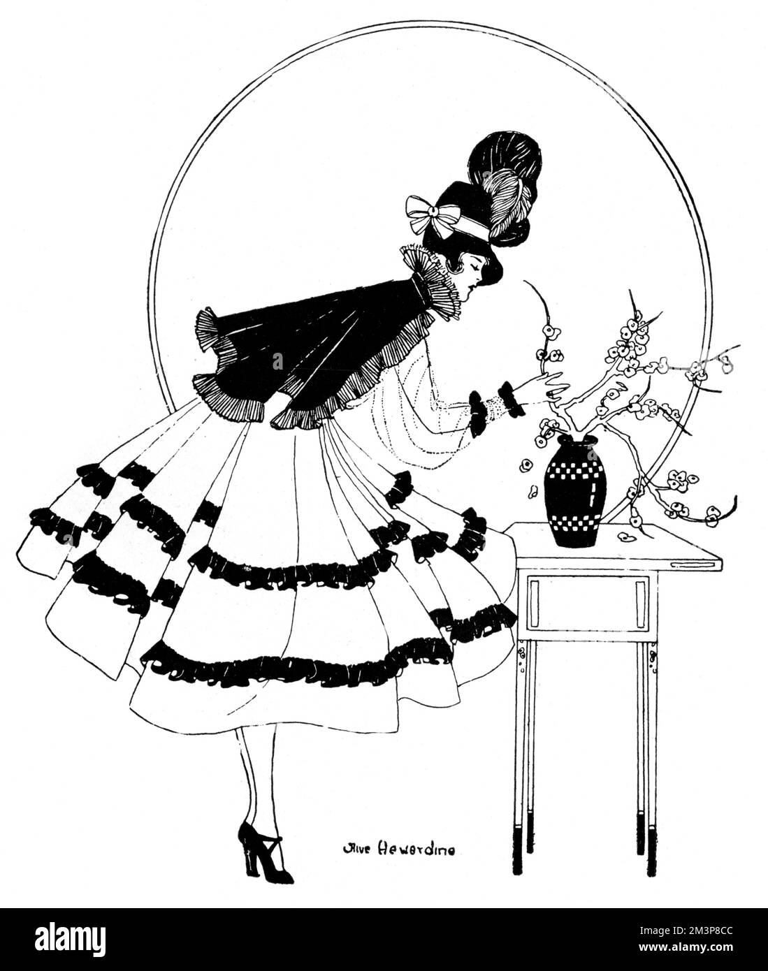 Gonna corta e mantello taffeta, outfit per il 1916 Foto Stock