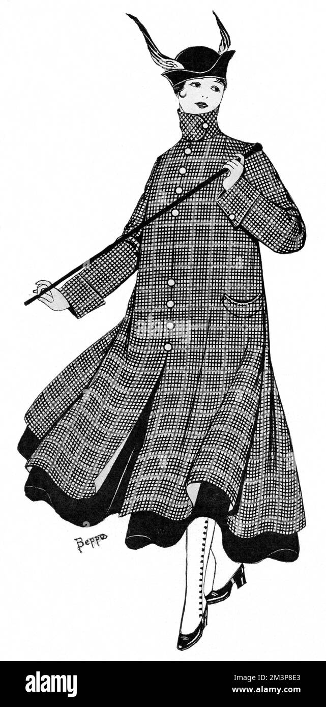 Un elegante cappotto di glenfishie cheviot disponibile presso Scott Adie's. Data: 1916 Foto Stock