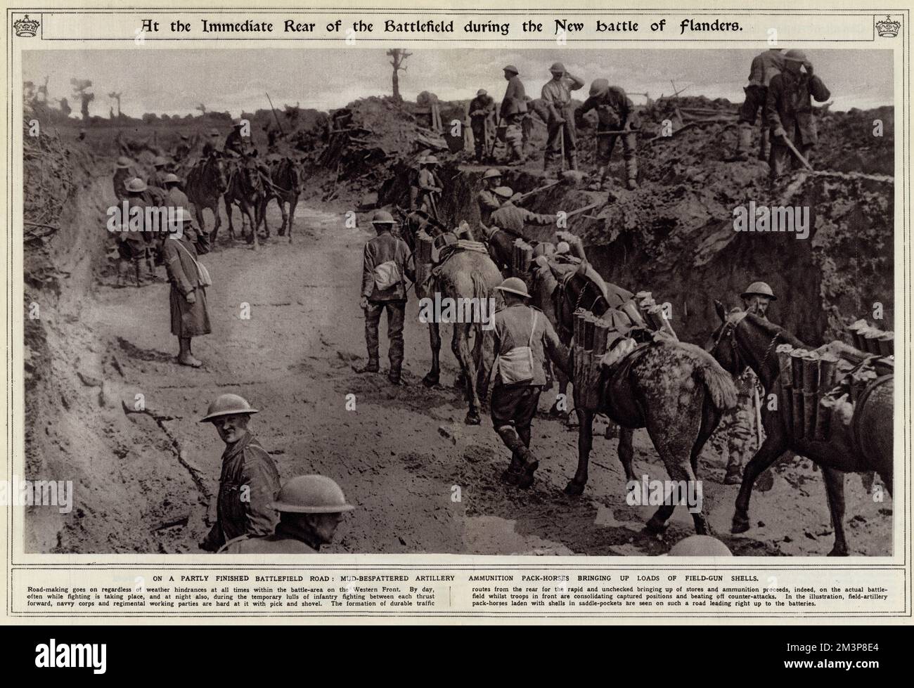 In parte terminò la strada sul campo di battaglia alle Fiandre 1917 Foto Stock