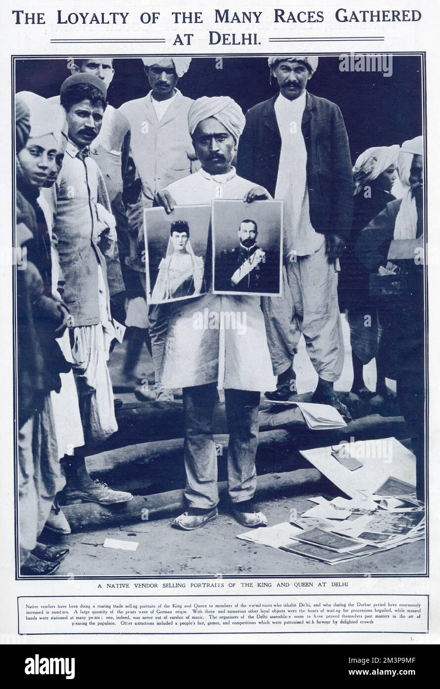 Vendita di ritratti di re e regina a Delhi 1911 Foto Stock Vendita di ritratti di re e regina a Delhi 1911 Foto Stock