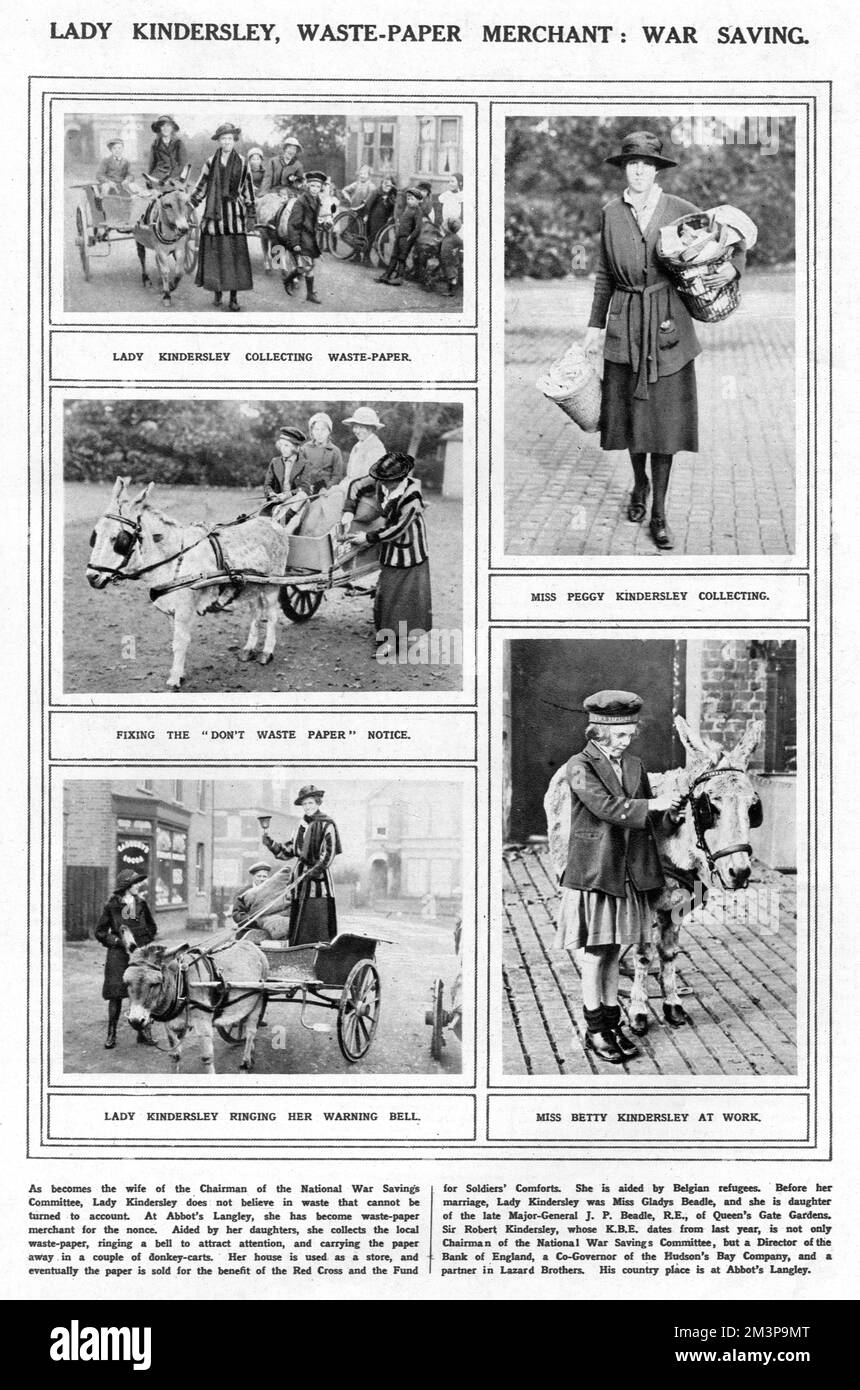 Lady Kindersley come mercante di carta, prima guerra mondiale Foto Stock