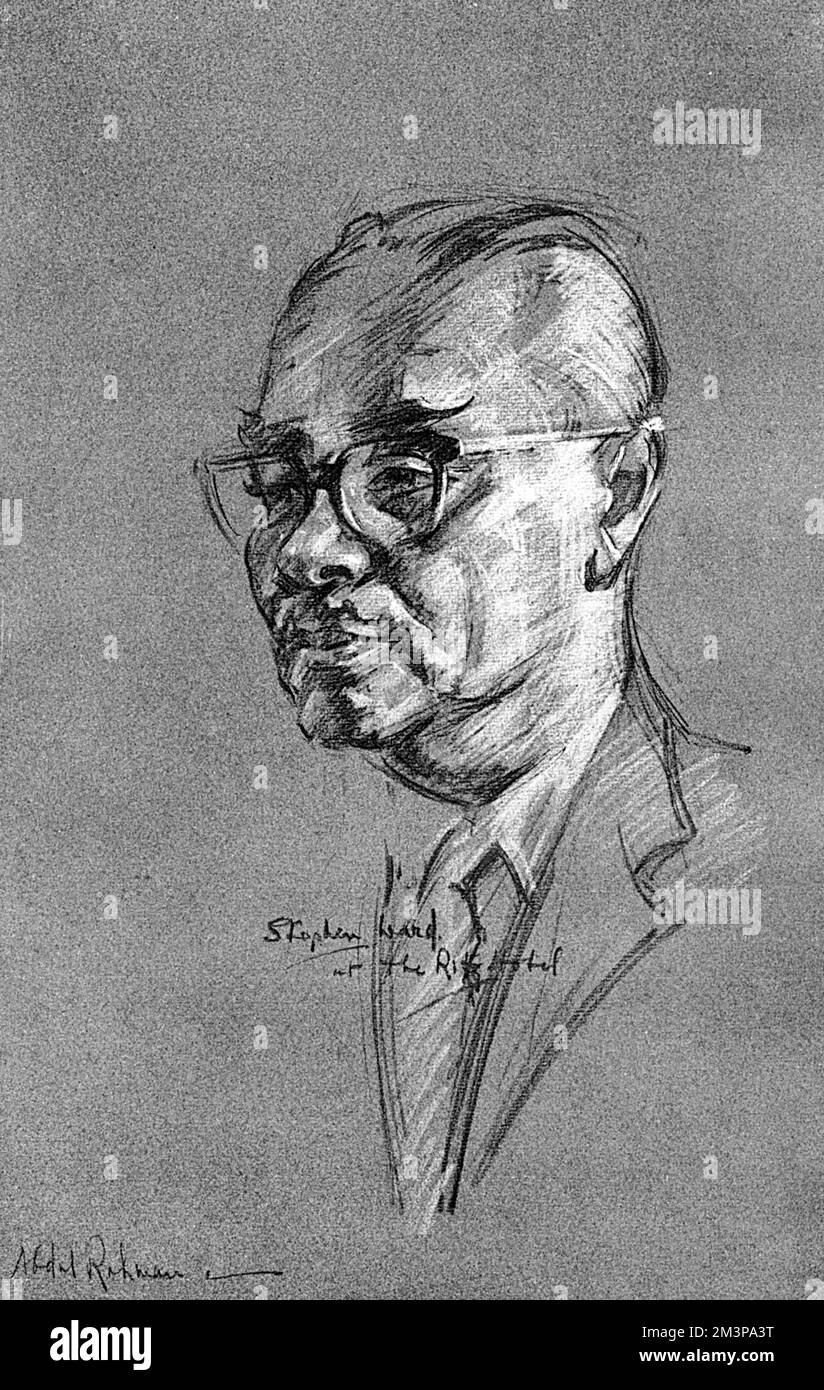Tunku Abdul Rahman Putra (1903-1990), primo Ministro della Federazione della Malaya, come tratto dalla vita di Stephen Ward, in una seduta concessa in modo speciale al Notiziario illustrato di Londra nel 1961. Ward disegnò diverse figure di alto profilo per il notiziario illustrato di Londra nel 1961, ma due anni dopo sarebbe diventato famoso grazie al suo coinvolgimento nel profumo Affair. Data: 1961 Foto Stock