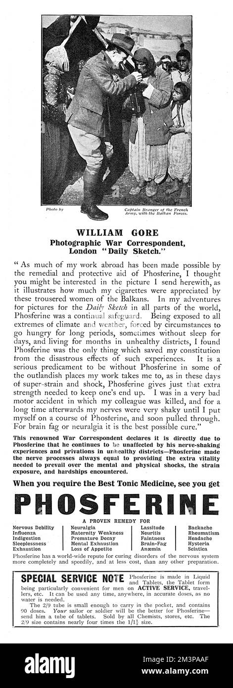 Pubblicità Phosferine, corrispondente di guerra William Gore Foto Stock