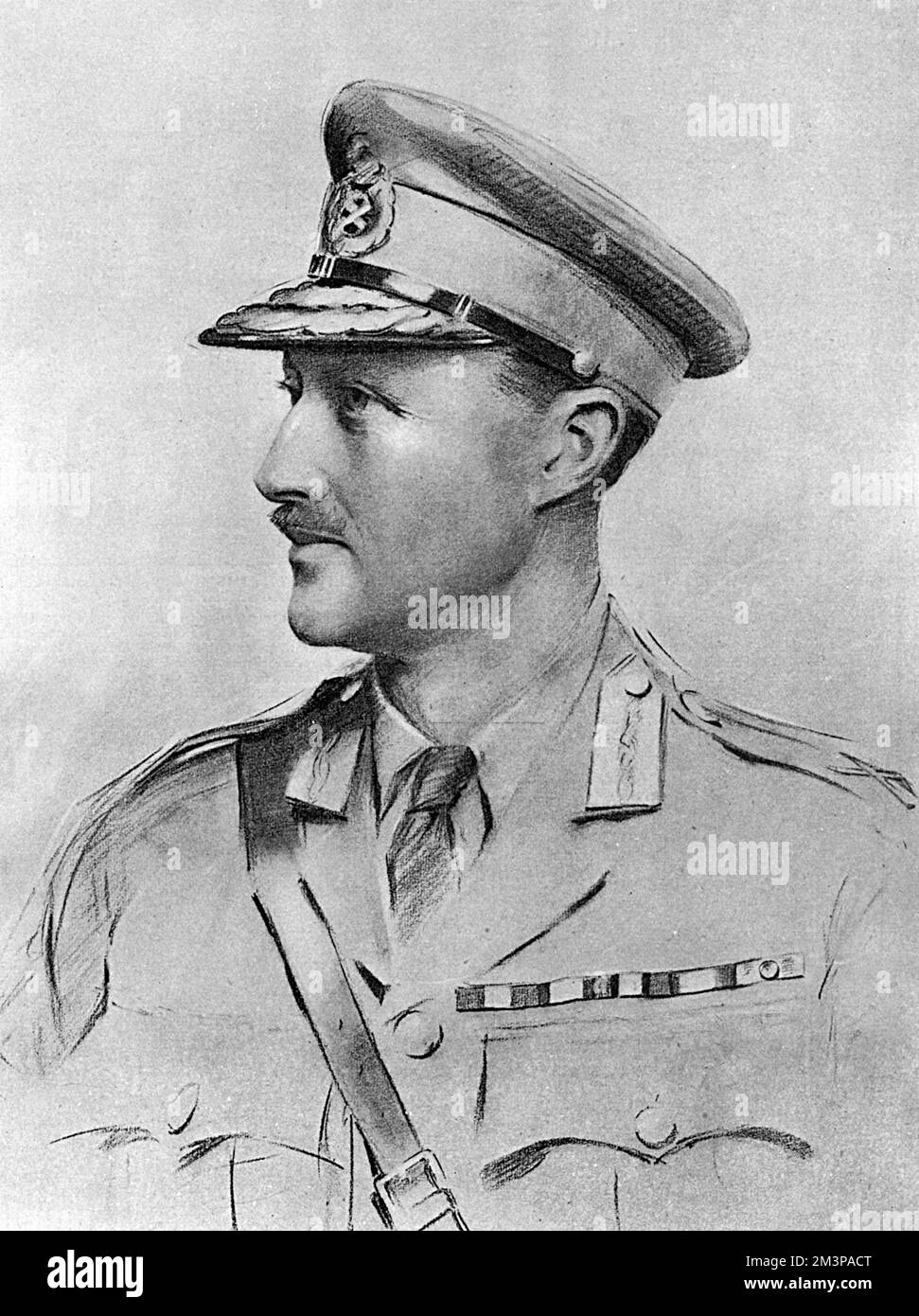 Brigadier-Generale Frank Ramsay, D.S.O., C.M.G, figlio del Brigadier-Generale W. H. Ramsay della regina Hussars. Ha iniziato la sua carriera militare nel reggimento Middlesex nel 1897. Divenne aiutante-de-campo a Sir Arthur Havelock, Governatore di Madras nel 1898. Vide un servizio attivo nella Guerra Boera. Servì con il Royal Flying Corps nella prima parte della prima guerra mondiale e successivamente comandò un battaglione del reggimento di Liverpool del Re nella Battaglia di Loos. Al comando di una brigata della divisione irlandese ed era il più giovane generale dell'esercito quando nominato a quel rango. Data: 1918 Foto Stock
