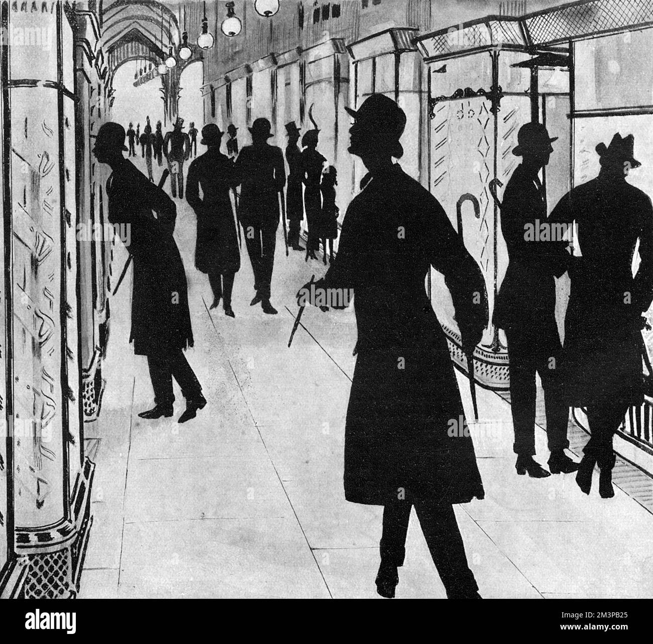 Artista di silhouette in città - Burlington Arcade Foto Stock