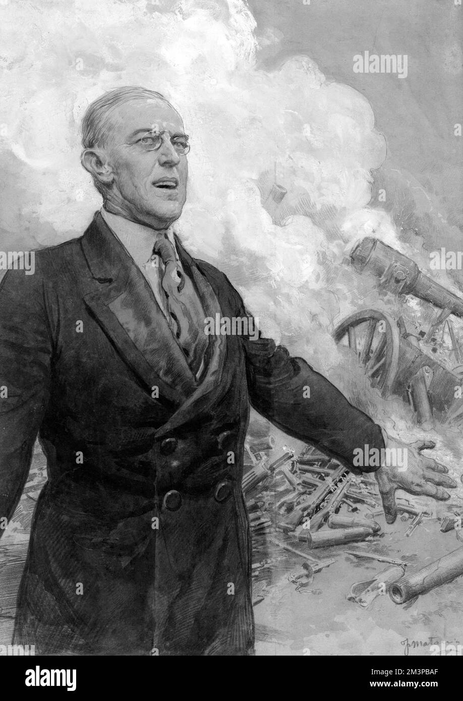 Il presidente Wilson annuncia la nascita della società delle Nazioni Foto Stock