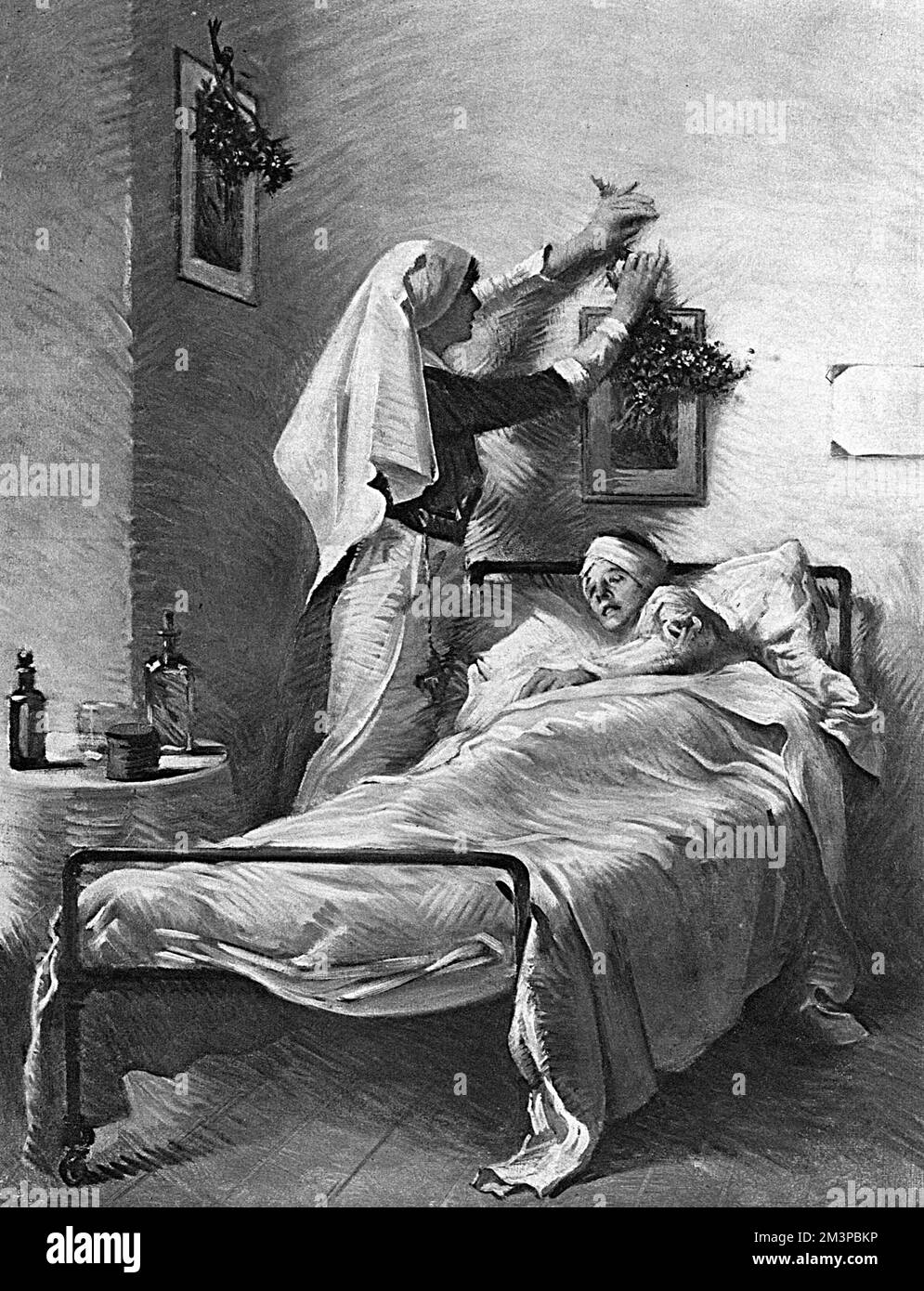 Natale nel Ward, scena ospedaliera della prima Guerra Mondiale Foto Stock