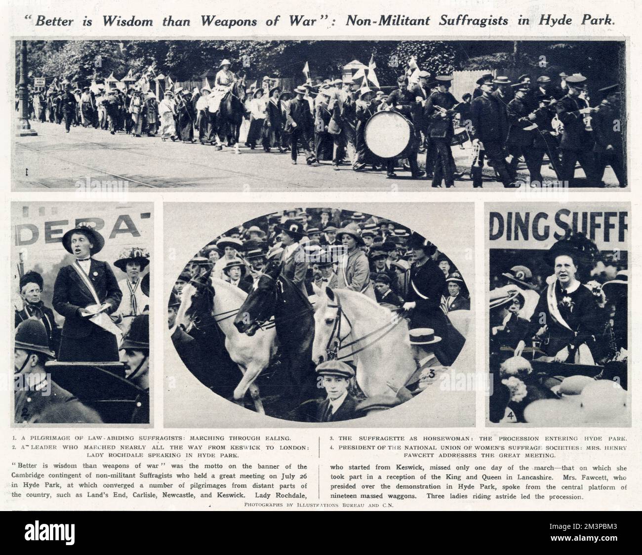 Il pellegrinaggio a suffragio femminile del luglio 1913 è stata una marcia pacifica a Ealing e Hyde Park, Londra, per mostrare al governo britannico il numero di donne provenienti da tutto il paese che hanno chiesto il diritto di voto. Foto Stock