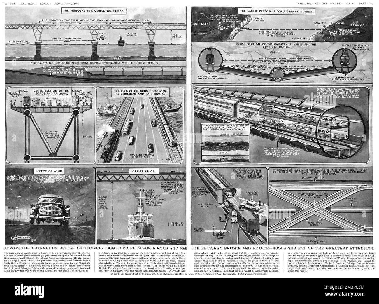 Progetti per un collegamento stradale e ferroviario tra Gran Bretagna e Francia Foto Stock