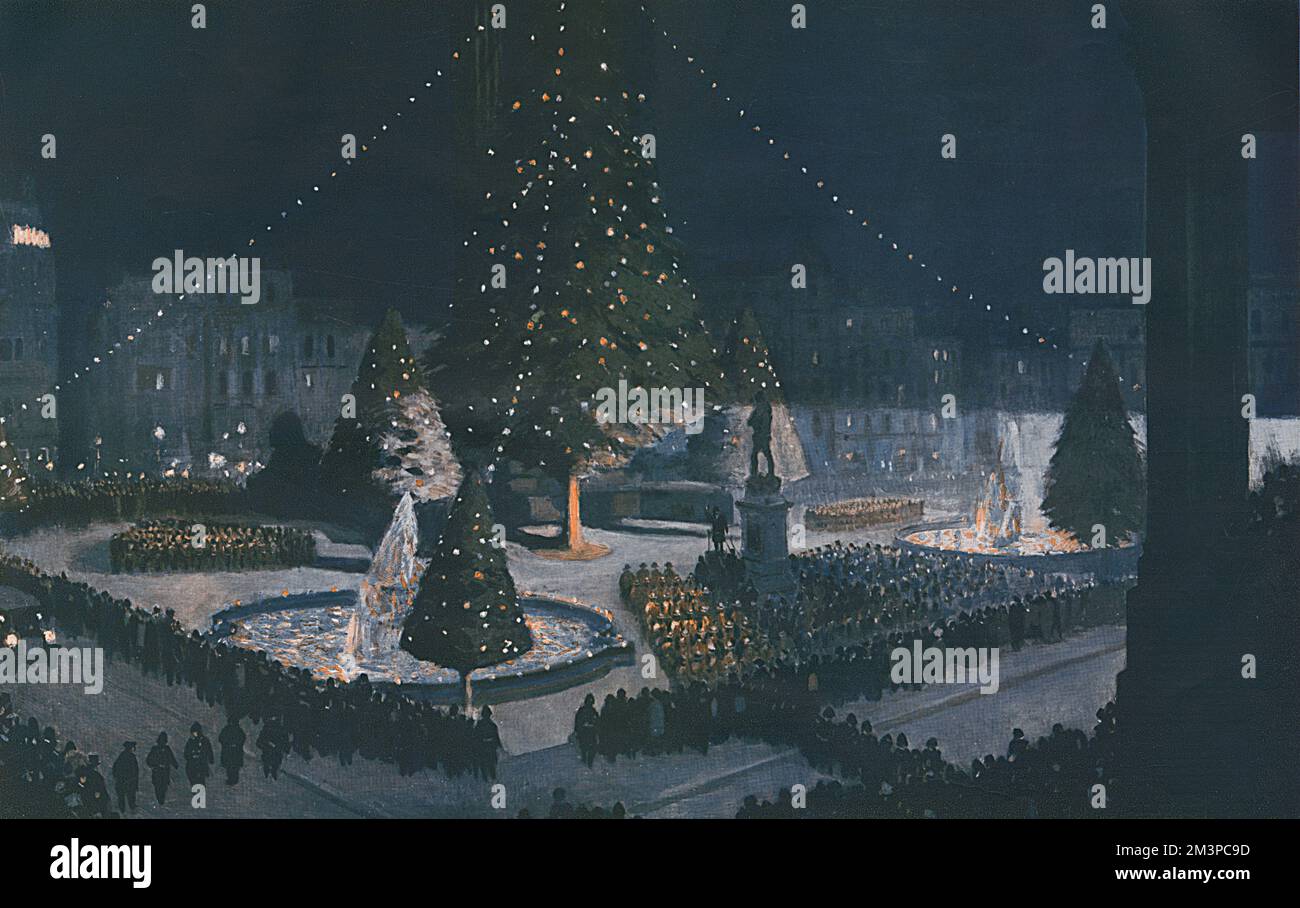 Un suggerimento per una festa post-bellica a Trafalgar Square Foto Stock