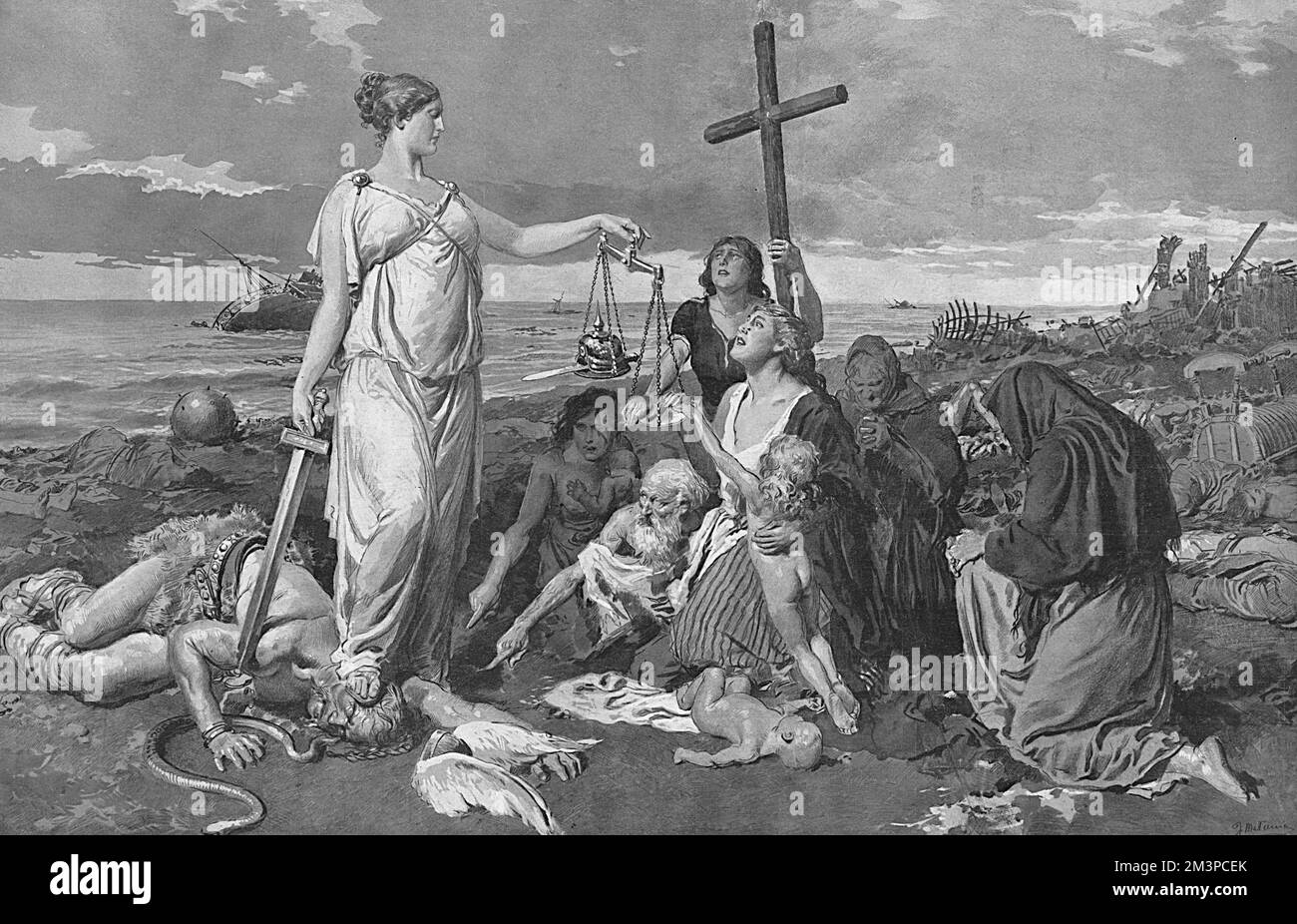 Un'allegoria sui negoziati di pace alla fine della prima guerra mondiale Foto Stock