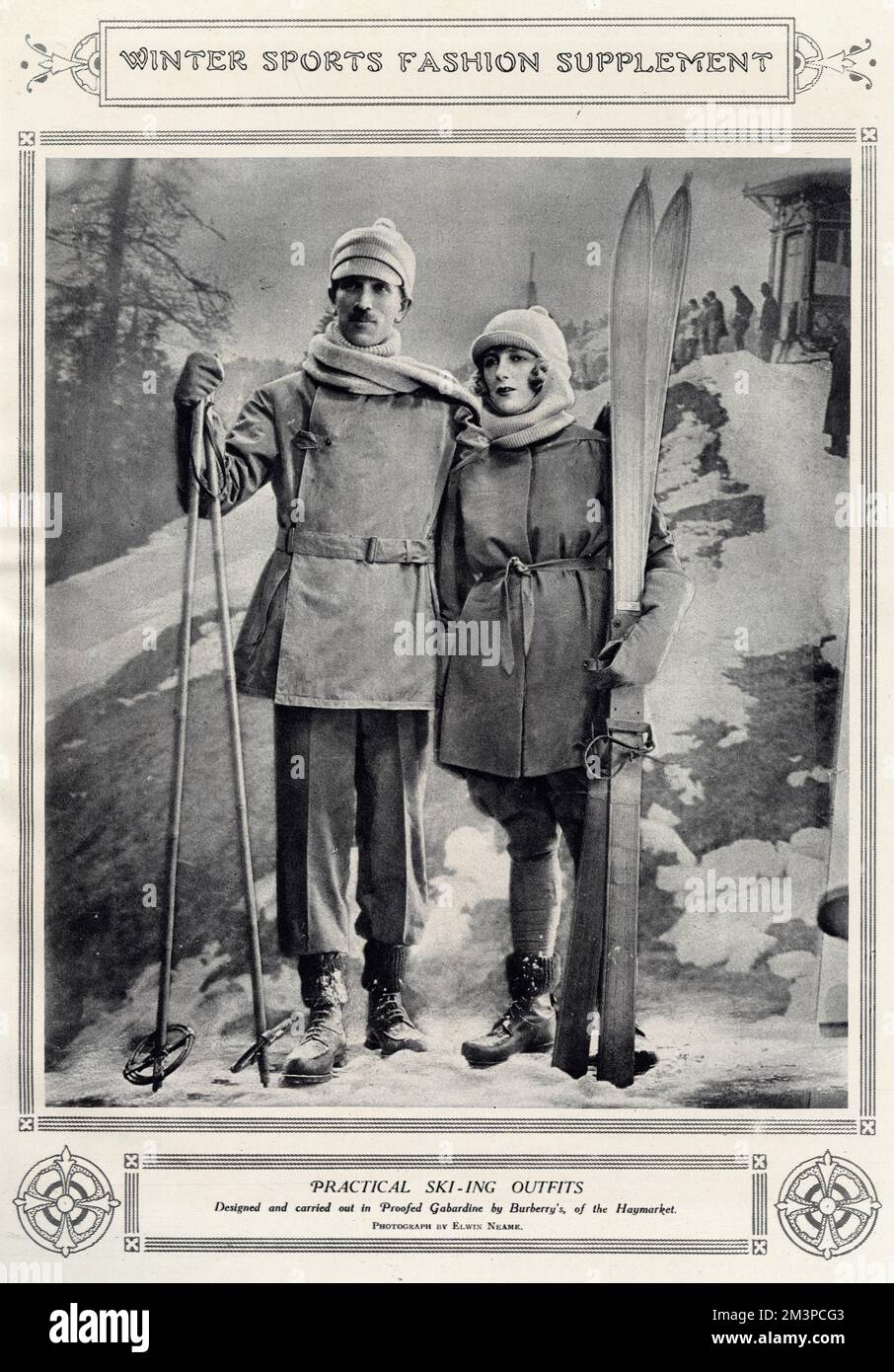 Abiti da sci per donne e uomini di Burberry. 1922 Foto Stock