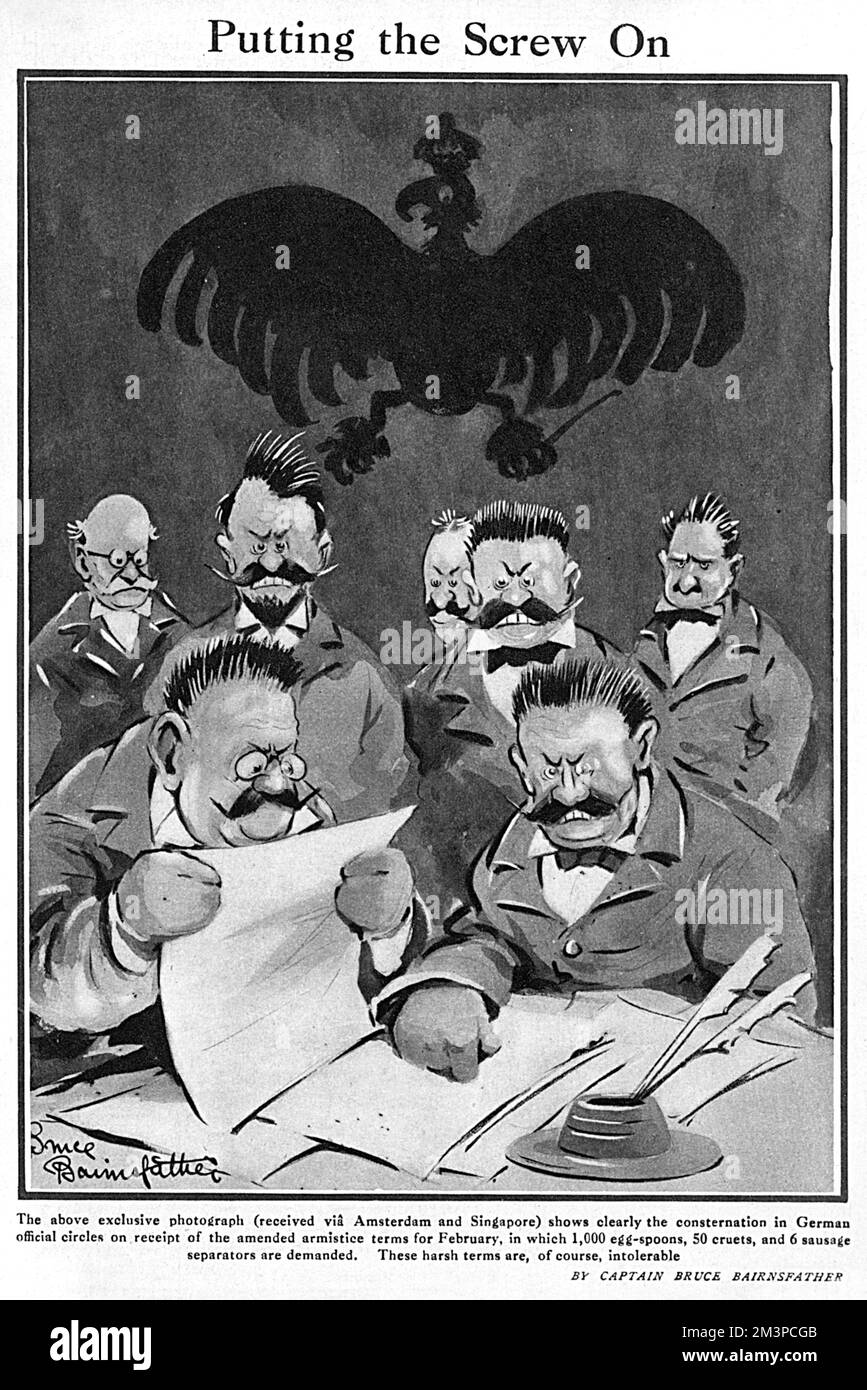 Pulling the Screw On di Bruce Bairnsfather, cartone animato WW1 Foto Stock