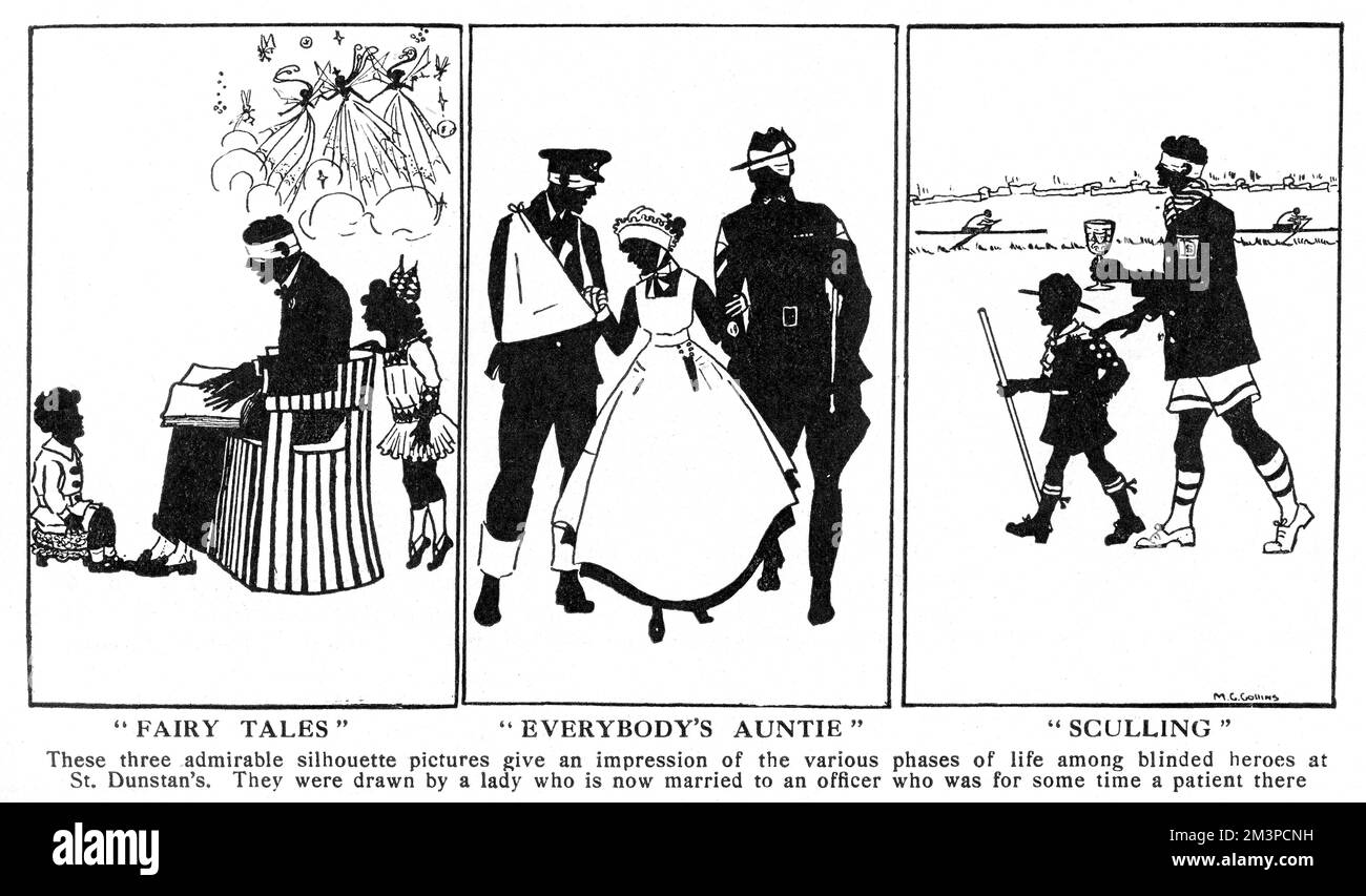 Tre silhouette per St. Dunstan's, WW1 Foto Stock