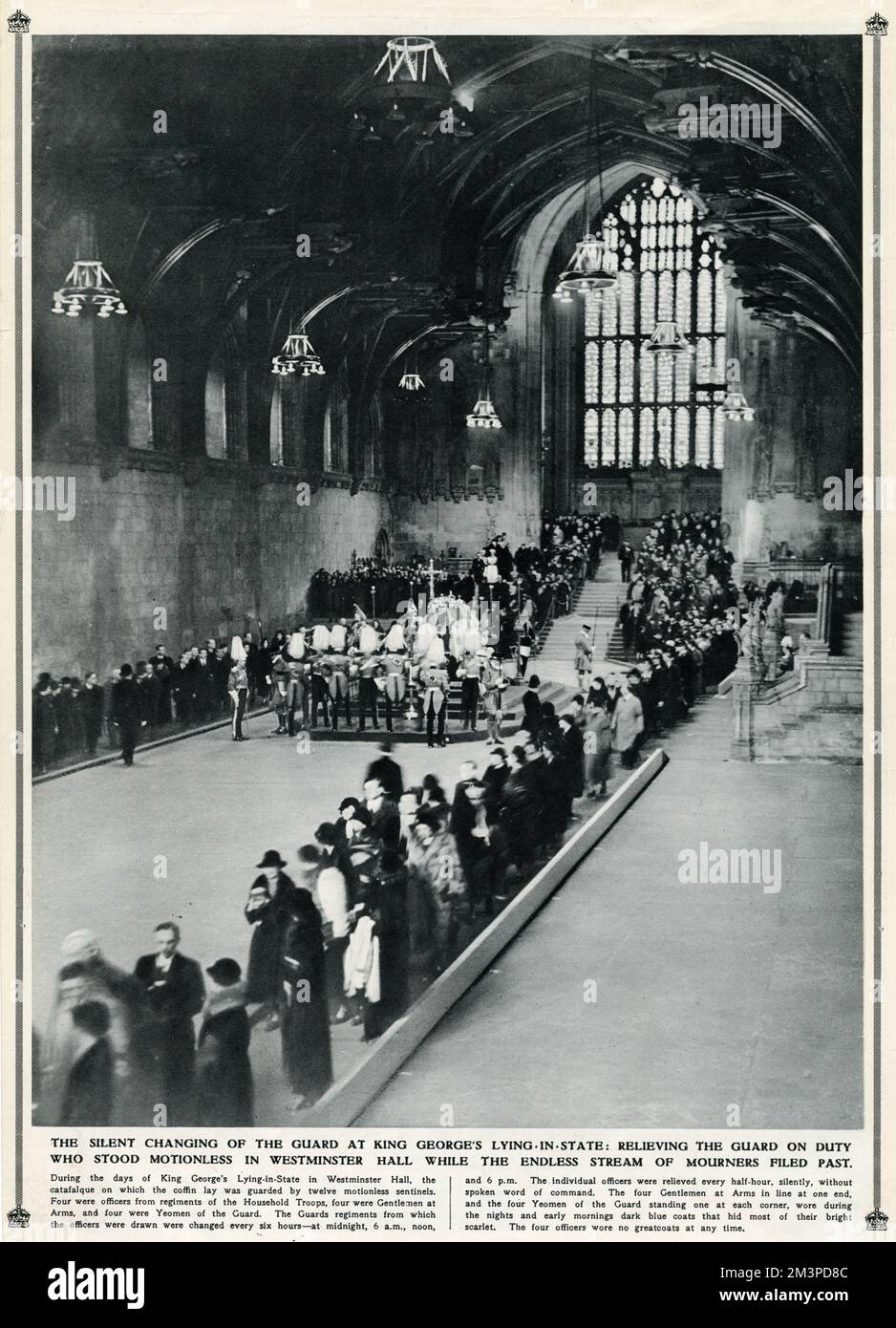 Re George che giace nello stato di Westminster Hall Foto Stock
