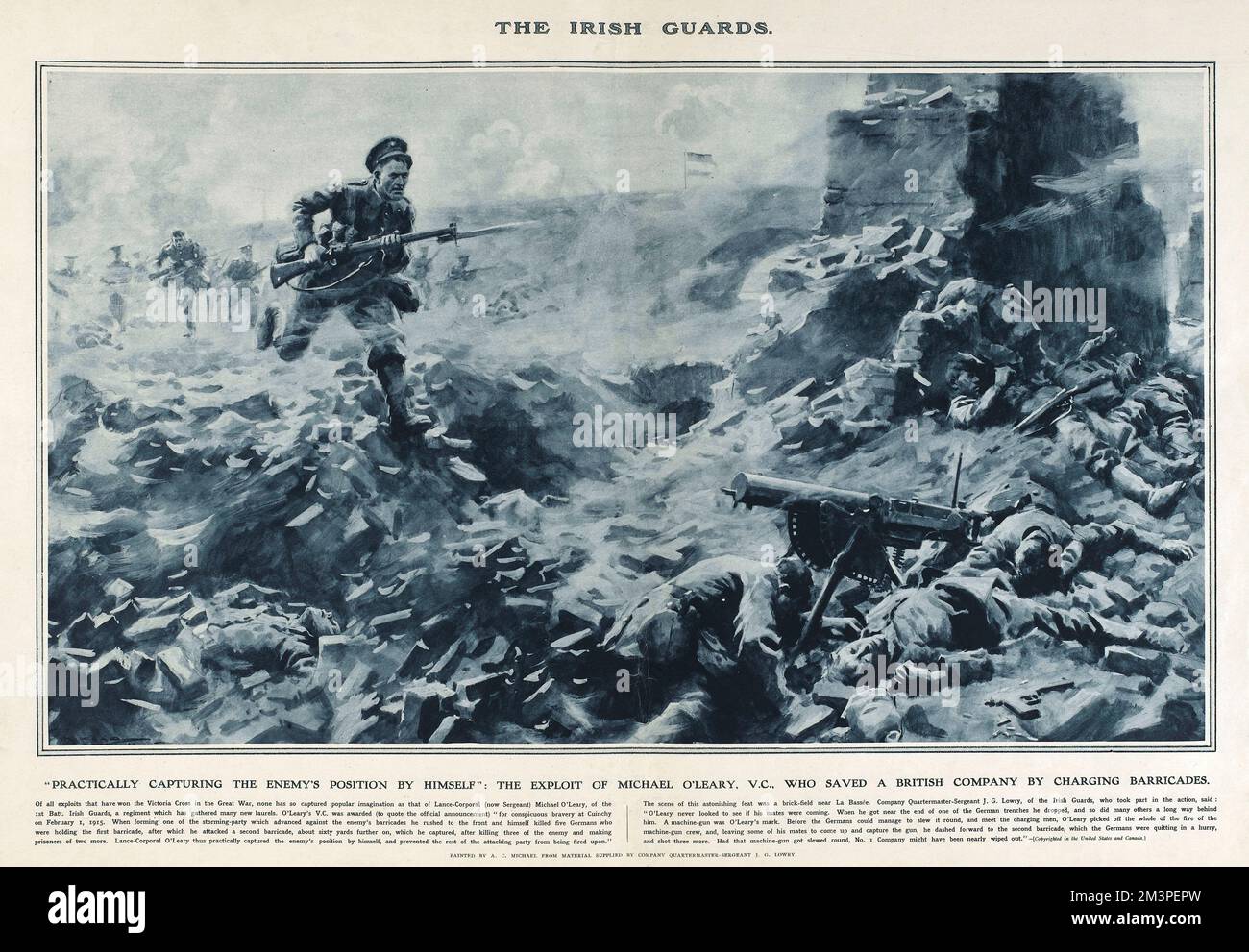 Michael o'Leary, Irish Guards, in Great War Deeds, WW1 Foto Stock