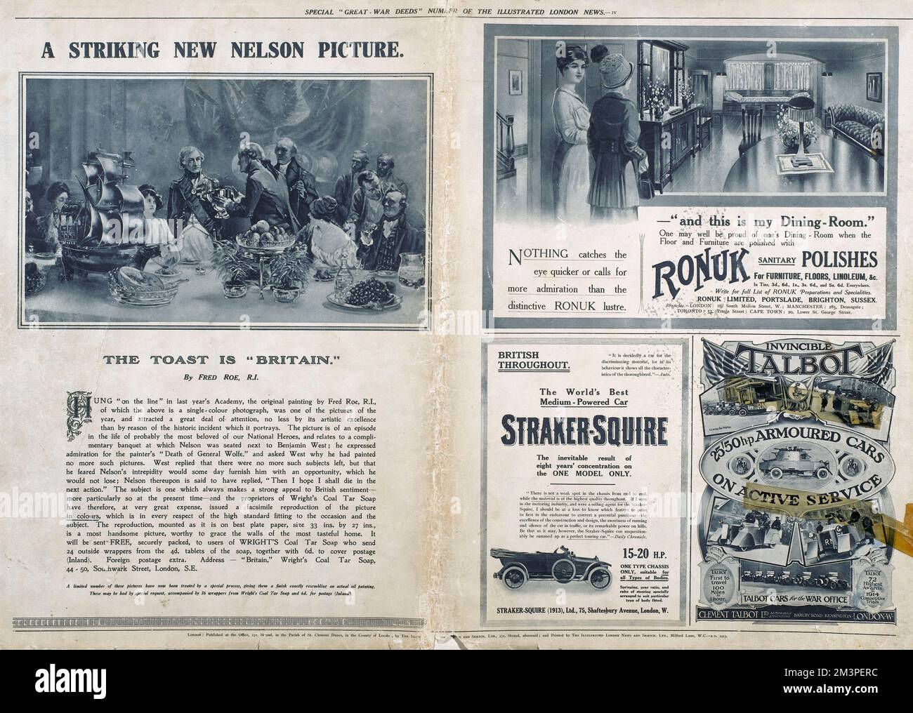 Pubblicità su Great War Deeds, Illustrated London News Foto Stock