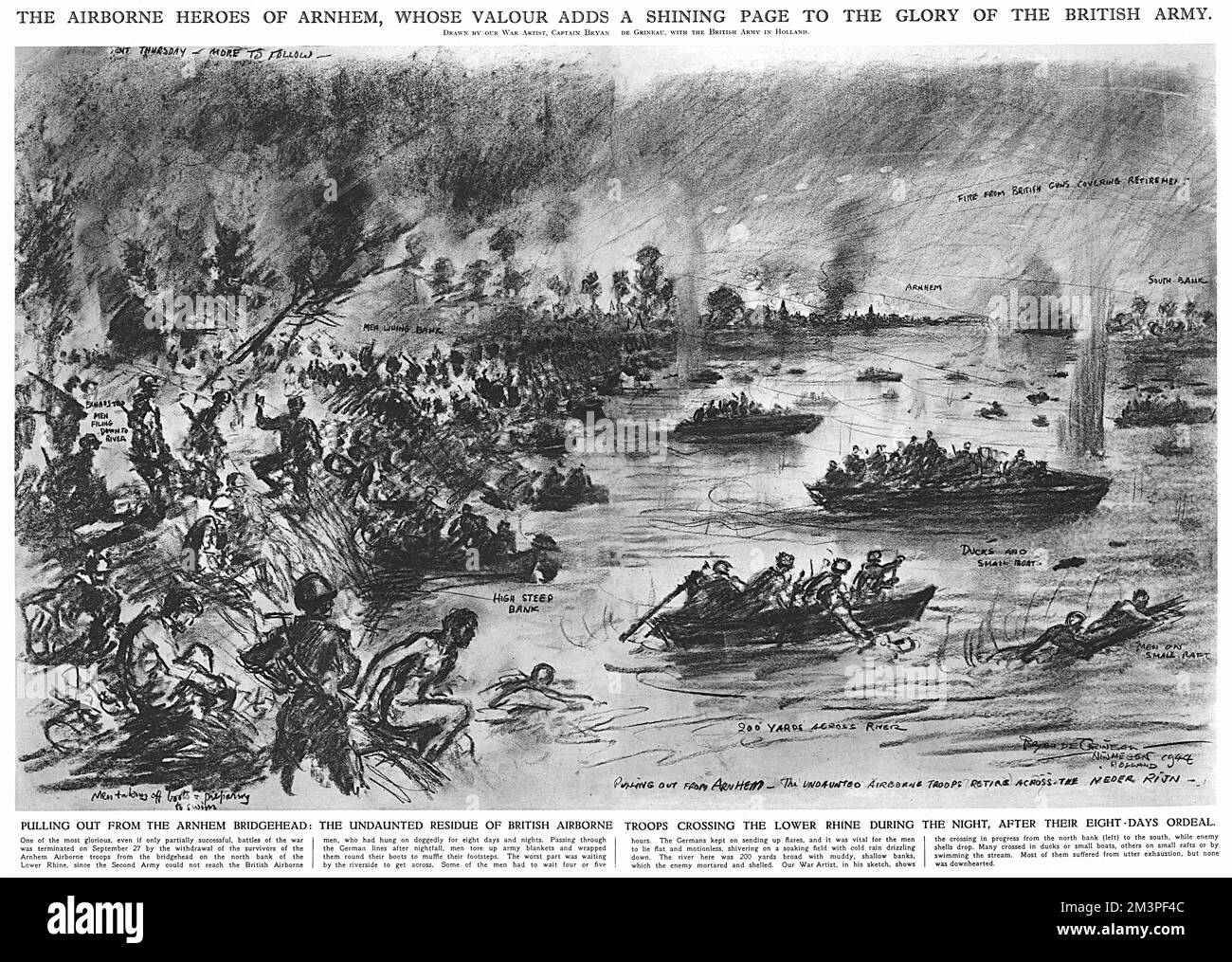 Uscita dalla testa di ponte di Arnhem, seconda guerra mondiale Foto Stock
