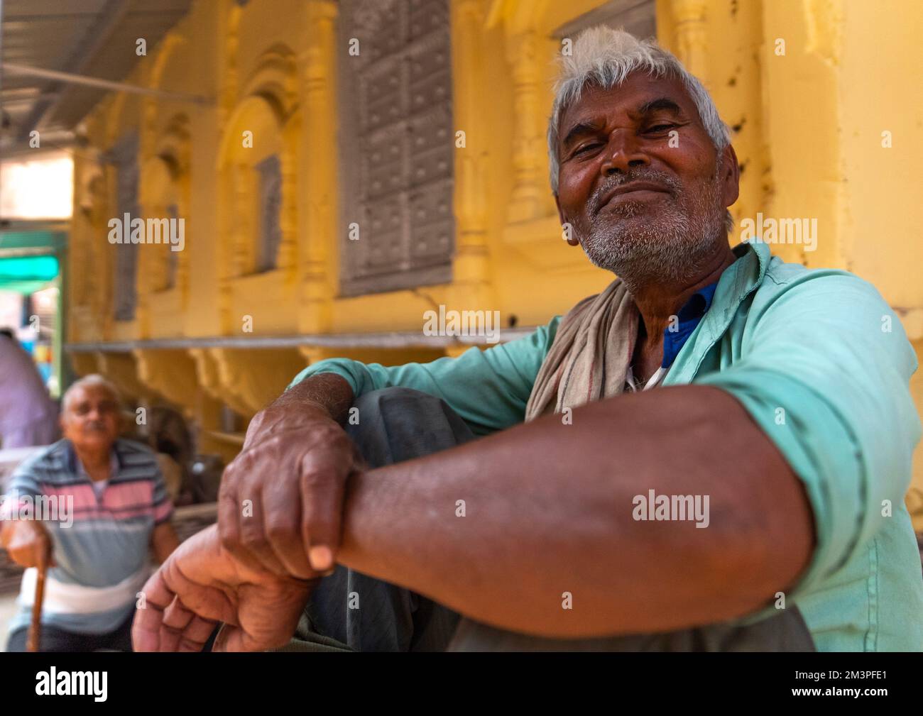 Ritratto dell'uomo indiano, Rajasthan, Ramgarh Shekhawati, India Foto Stock