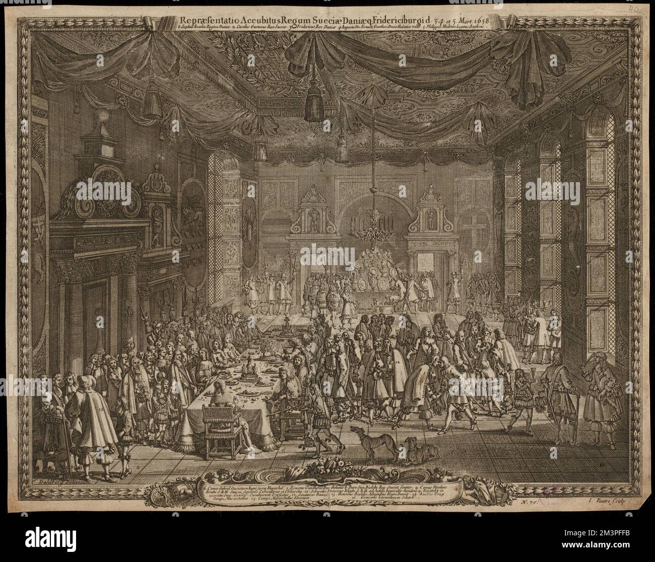 Repræsentatio accubitus regum Sueciæ Daniæ q: Fridericiburgi d. 3, 4 e 5 Mart. 1658 , Guerra Svedese-Polacca, 1655-1660, opere pittoriche, prime opere al 1800, Hillerød Danimarca, opere pittoriche, prime opere al 1800 Norman B. Leventhal Map Center Collection Foto Stock