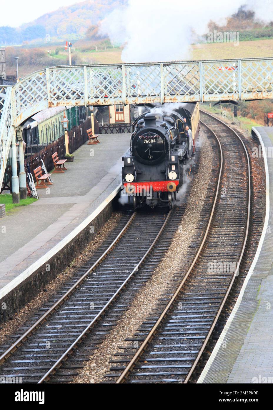 BR Classe 4 Mogul a Weybourne, Norfolk Foto Stock