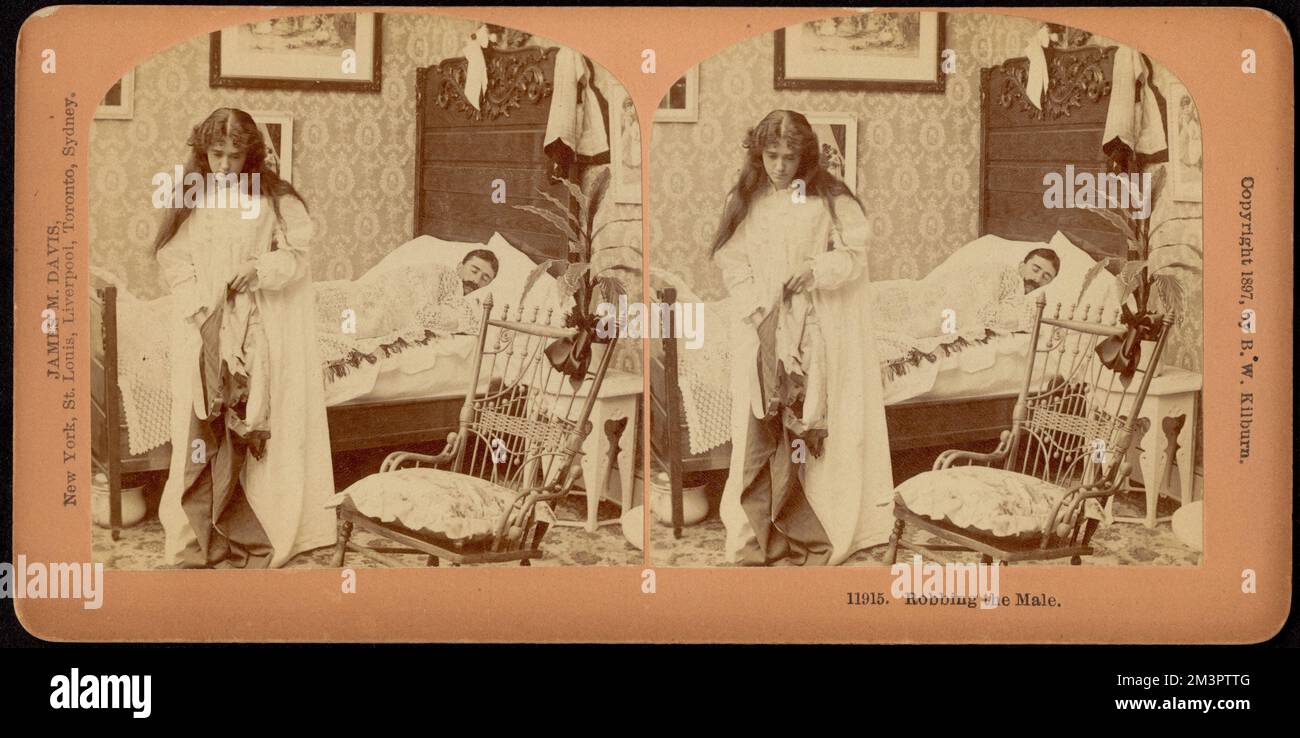 Derubare il maschio, addormentarsi, vita domestica, rapine, Coppie Foto Stock
