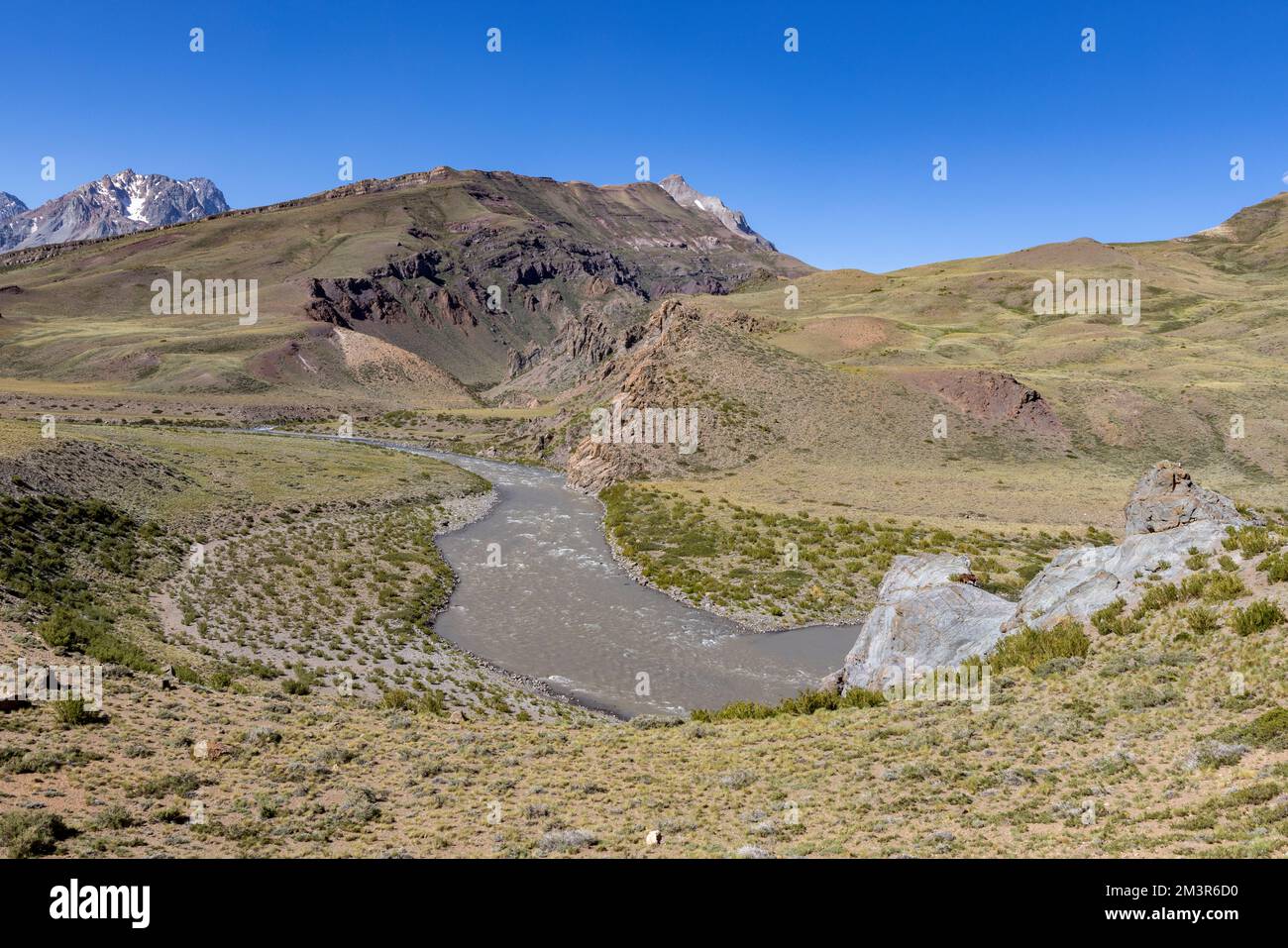 Paesaggio a Paso Vergara - attraversare il confine dal Cile all'Argentina mentre si viaggia in Sud America Foto Stock