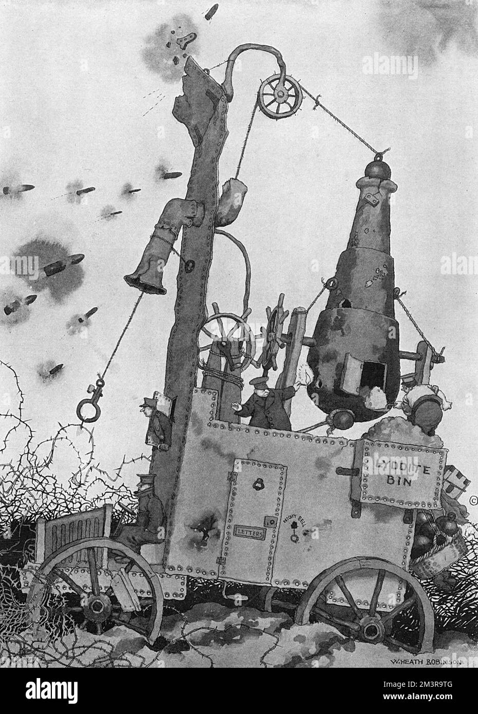 Respinto dal Consiglio delle invenzioni - Heath Robinson WW1 Foto Stock